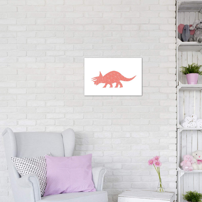 Geometric Dino Triceratops - impression d'art graphique, H 40 po x l 60 po x 1,5 po, Toile tendue