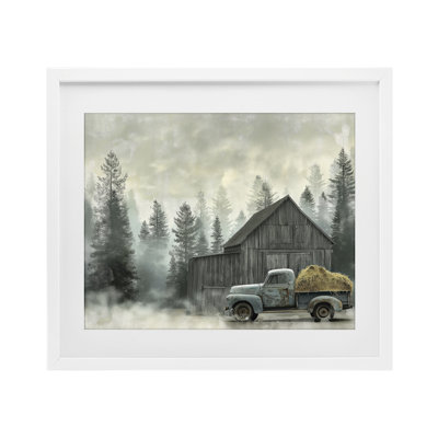 Impression rétro sous verre «Pickup at Misty Barn», conception par Imagine It Images