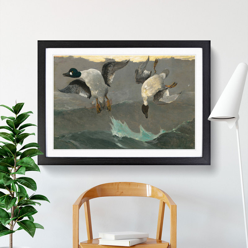 Ducks Right and Left by Winslow Homer - Picture Frame Painting, Black Framed, 36cm H x 48cm W x 2cm D