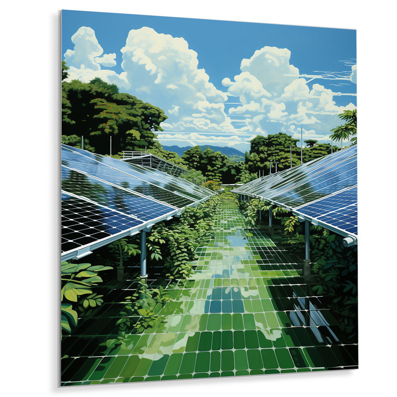 Green Solution Solar Panels Field II - Panneaux solaires, art mural en métal, H 20 po x l 12 po x P 1 po