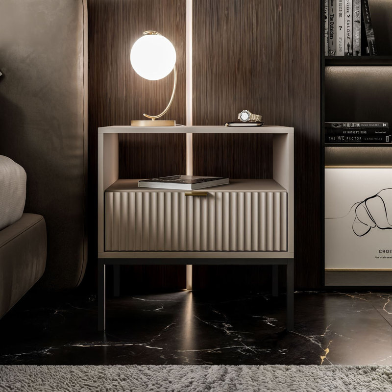 Bedside Table CORTADO S54, Cashmire/Black