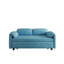 Présentation du canapé: canapé-lit en velours bleu - un bijou de salon à double usage avec option de lit escamotable