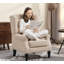 Chaise longue capitonnée à boutons, beige