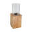 Natural Wood Solid Color Square Base Pillar Hurricane Candleholders-723364305