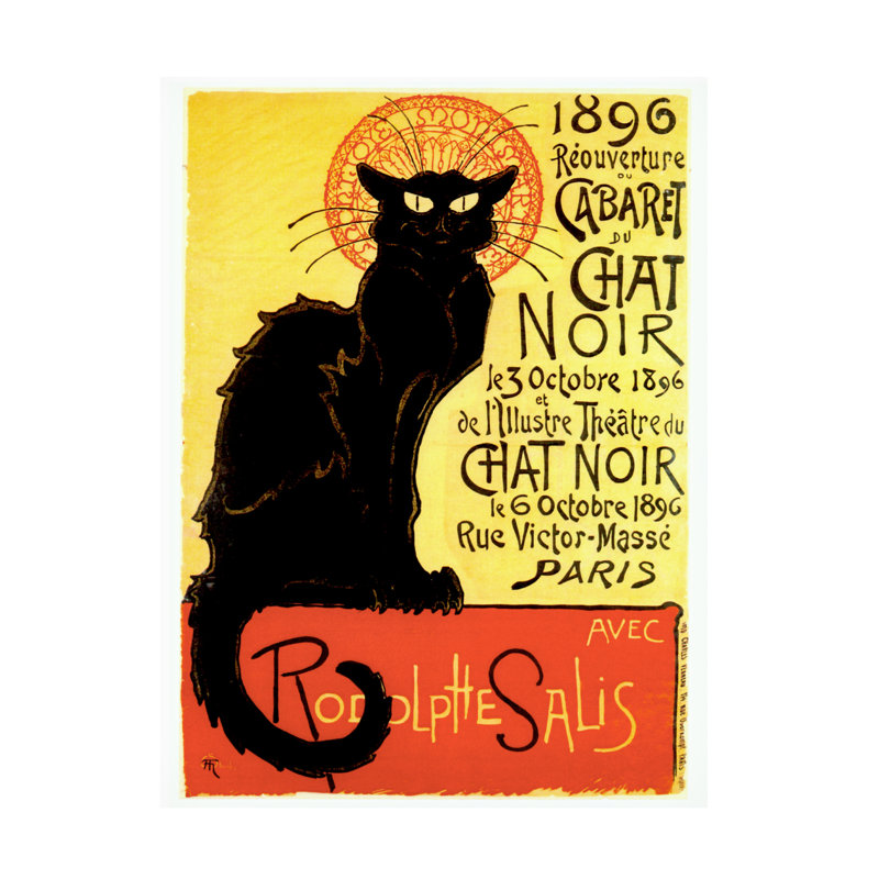 Art sur toile Marcus Jules Le Chat Noir, H 19 po x l 14 po