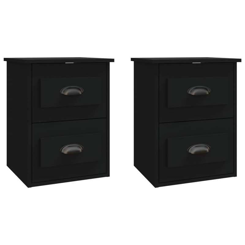 Chesterland 41.5cm W Manufactured Wood Bedside Table, Black