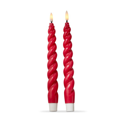 Ensemble de 2 bougies effilées en forme de spirale rose DEL sans flamme Nettoyer les taches tous les jours avec une hauteur de 10 po et une largeur de 0,9 po