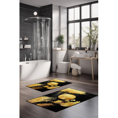 Eakly Luxury Bathmat Set (2 Pieces), 100% Polyester, 16.0 x 23.6 inches & 23.6 x 39.4 inches | Non-Slip Antibacterial Design, 0.3 in Pile Height | Machine Washable, Durable & Easy to Clean | Ideal for Bathroom Décor
