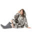Imelde Snug Oversize Fun Print Hoodie Blanket Thermal Cozy with Pocket-303129407