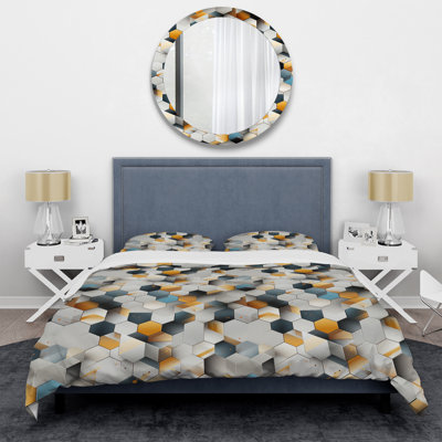 Grey Hexagons Dreams Geometric Shapes Duvet Cover