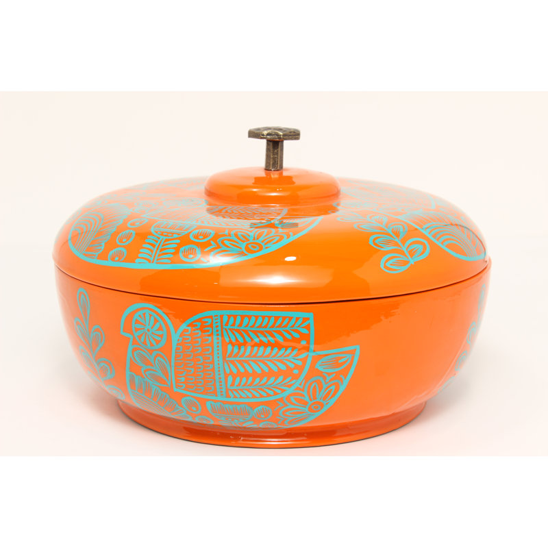 Porte-tortilla 1,5 pte avec poignée en métal, Bleu / Orange