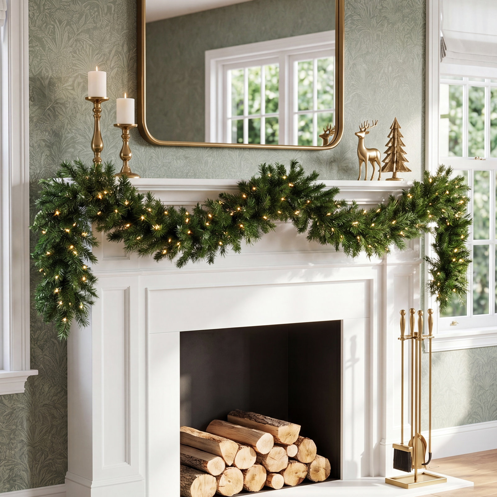 PVC Greenery 108" Pre-Lit Pine Garland