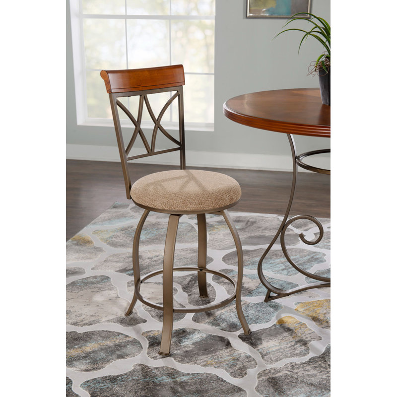 Jefferson Swivel Upholstered Counter Stool, Counter Stool (24" Seat Height), Matte Champagne Gold