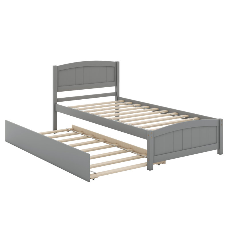 Lit plateforme avec lit gigogne, Gris