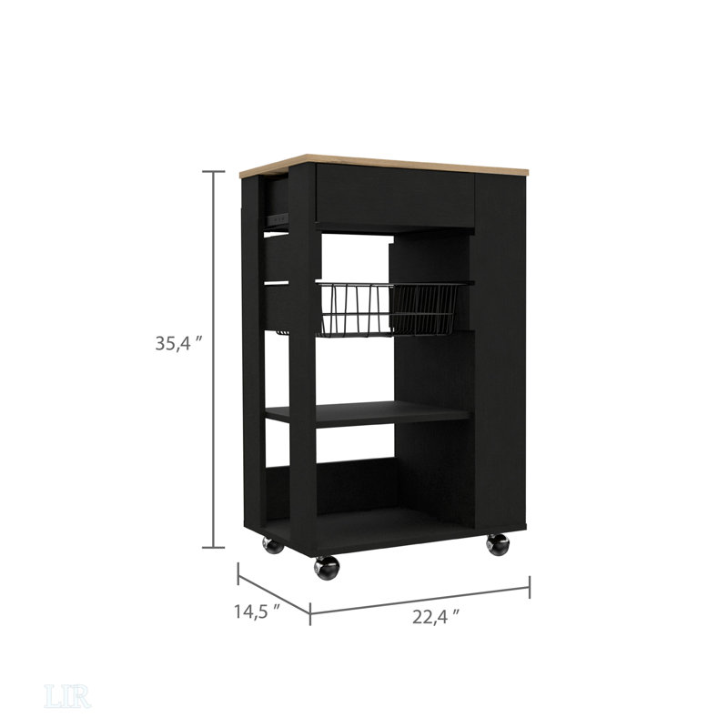 5-Shelf 1-Drawer Kitchen Cart, Black