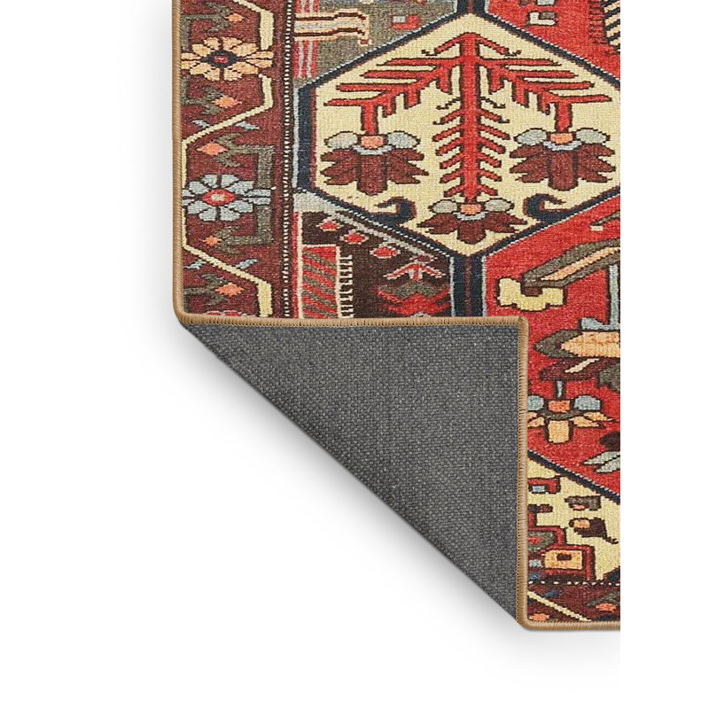 Tapis traditionnel rouge / beige Pera, Rectangle 5 pi x 7 pi