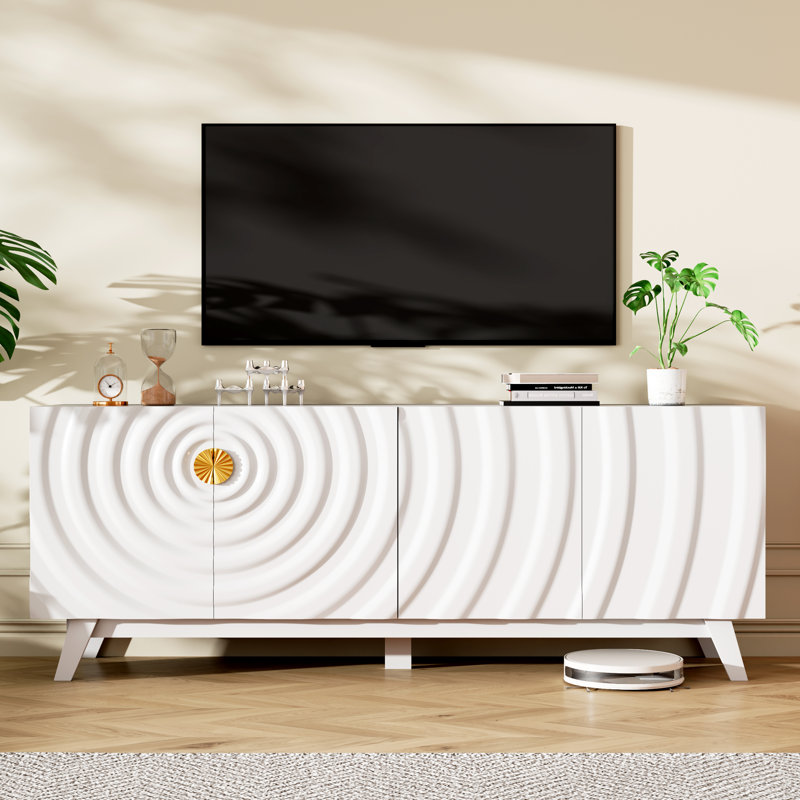 63" W Tv Stand With Adjustable Shelf, White