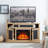 Embossed Pattern TV Stand With 23" Fireplace Insert,, TV And Media Console With Open And Closed Storage Space And Sliding Door For Living Room & Bedroom,LIGHT OAK, 58.27"W*15.35"W*31.7H-51517017