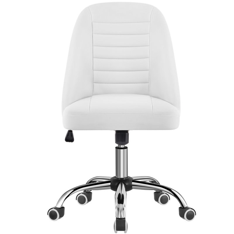 Modern Office Chair with Silver Chrome Base, White