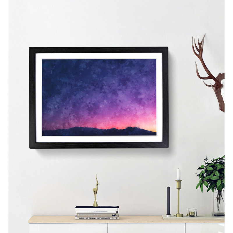 Moon over Iran - Picture Frame Painting Print, 24cm H x 33cm W x 2cm D, Black Framed