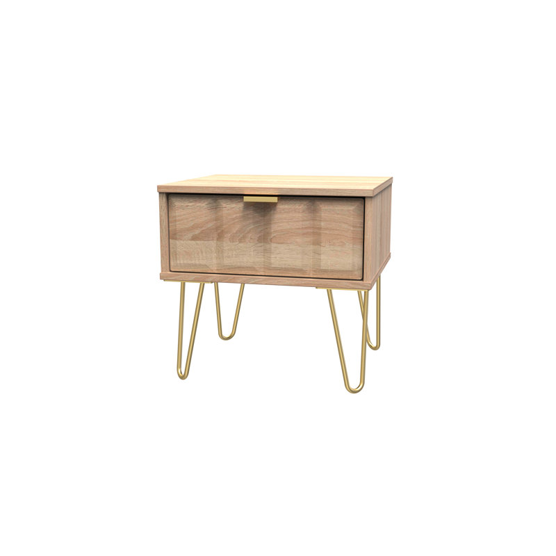 Baudi 45cm W Manufactured Wood Bedside Table, Brown