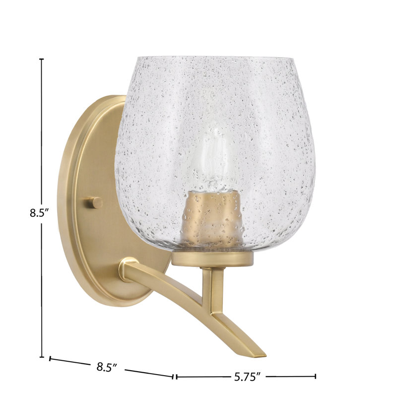 Applique murale avec verre à bulles 6 po Kurve, Fumée, Laiton