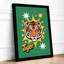 Tiger with Stars Retro - Framed Print-204034702-204034703