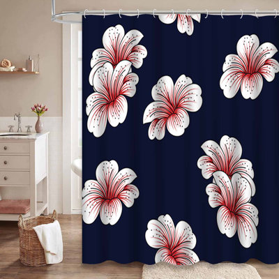 Rideau de douche à fleurs avec 12 crochets
