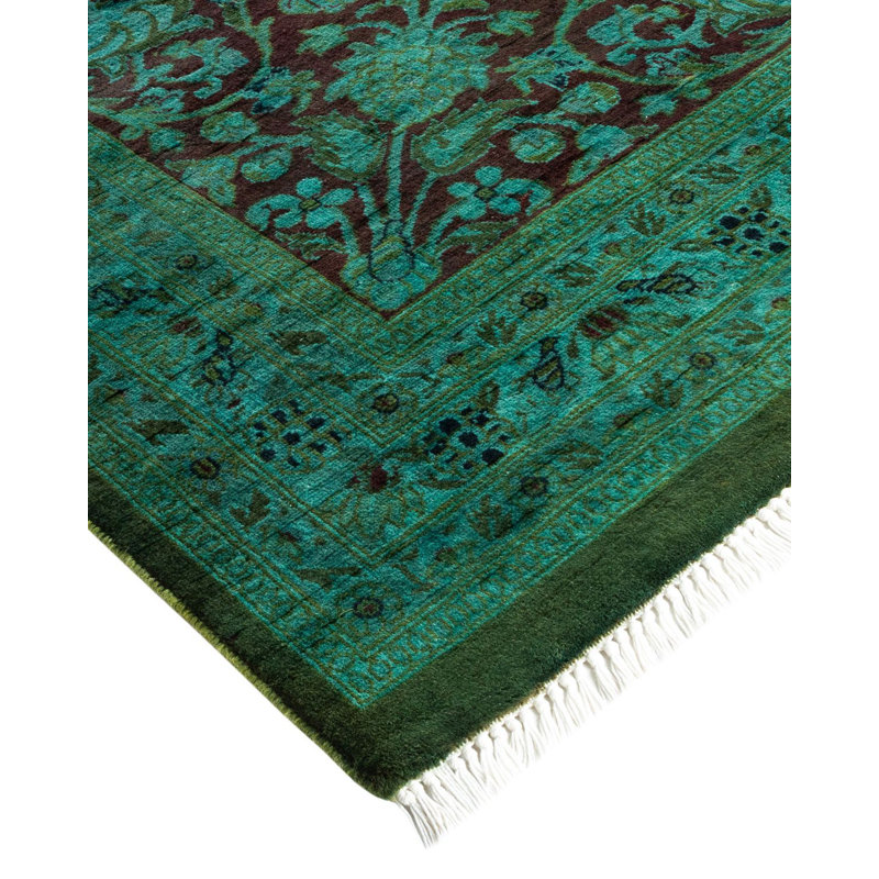 Tapis vert unique de 9 pi 10 po x 14 pi Yaila