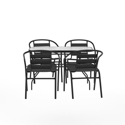 Ensemble repas de patio commercial avec plateau en verre trempé et 4 chaises Nannie