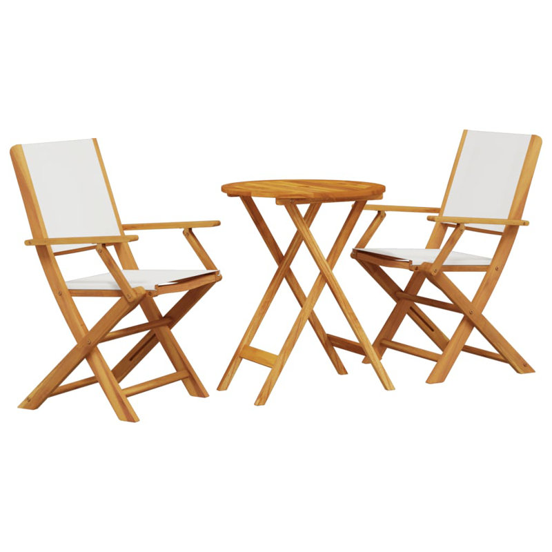 Ensemble de bistro d'extérieur vidaXL 3 pièces, Crème / blanc