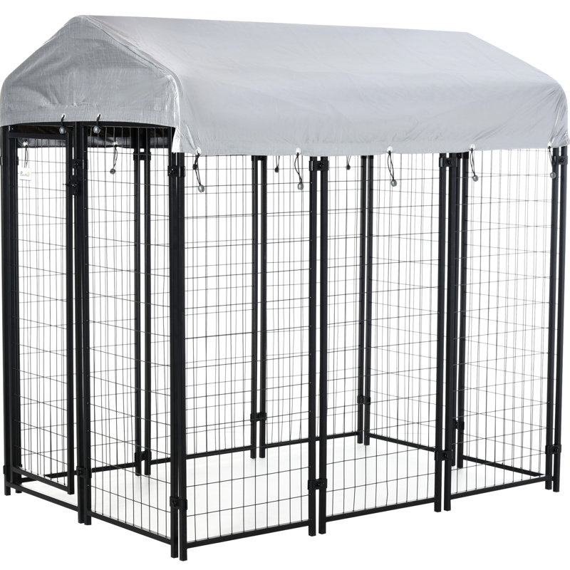 Aire de jeu extérieure pour chien de 6 pi x 4 pi avec porte verrouillable et auvent pour chien de taille moyenne / grande avec et canines