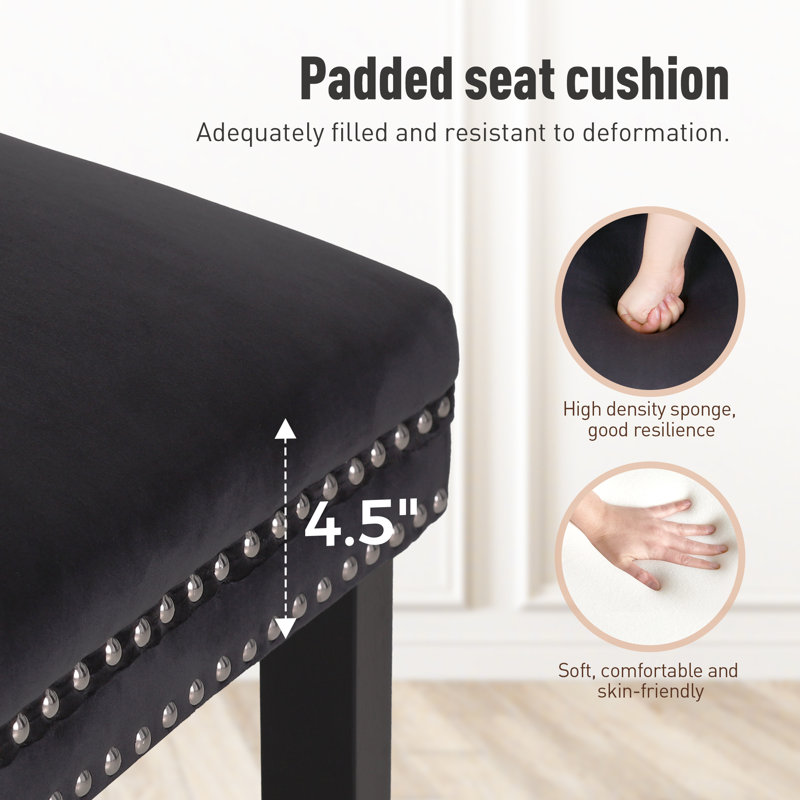 Alexes Tufted Velvet Wing Back Dining Chair, Black Velvet