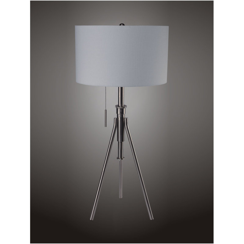 32-37"H Adjustable Tripod Table Lamp, Silver 