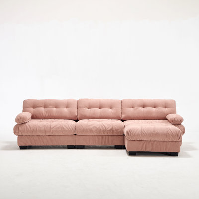 Modular Sectional Sofa,Cloud Couch, L Shaped Couch With Movable Ottoman, Modern Deep Seat Couches For Living Room, Oversized 3-Seater Sofa Comfy Advanced Flannelette Sofas For Bedroom,5 Pillows