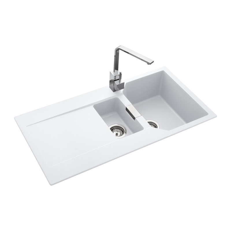Mayon 1.5 Bowl Inset Kitchen Sink, Crystal White