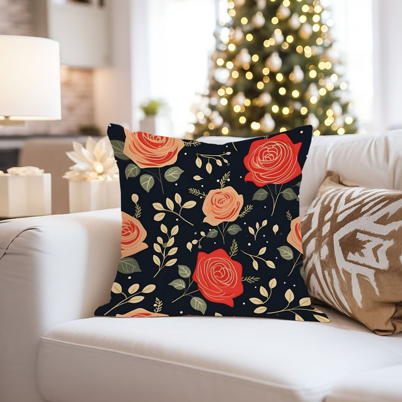  Floral Pillow Cover, 18"H x 18"W
