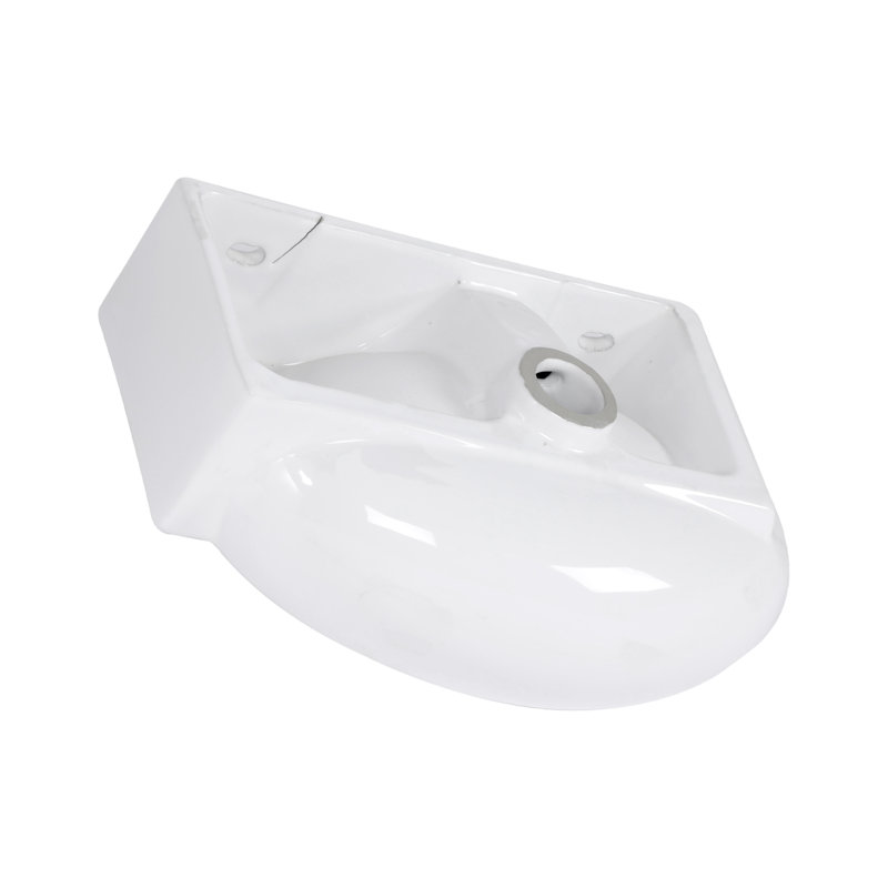 White Ceramic Rectangular Wall Mount Bathroom Sink, 16.5X11 Inch, Single Faucet Hole | Gift Idea