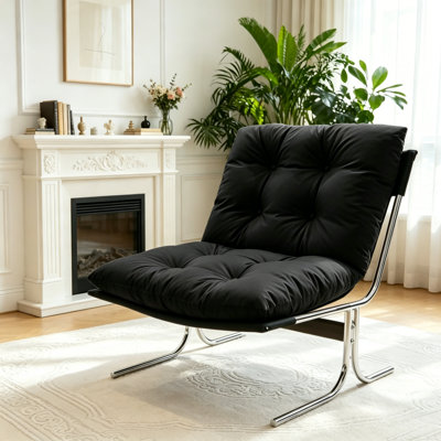 Leather Padded Accent Chair With Metal Legs