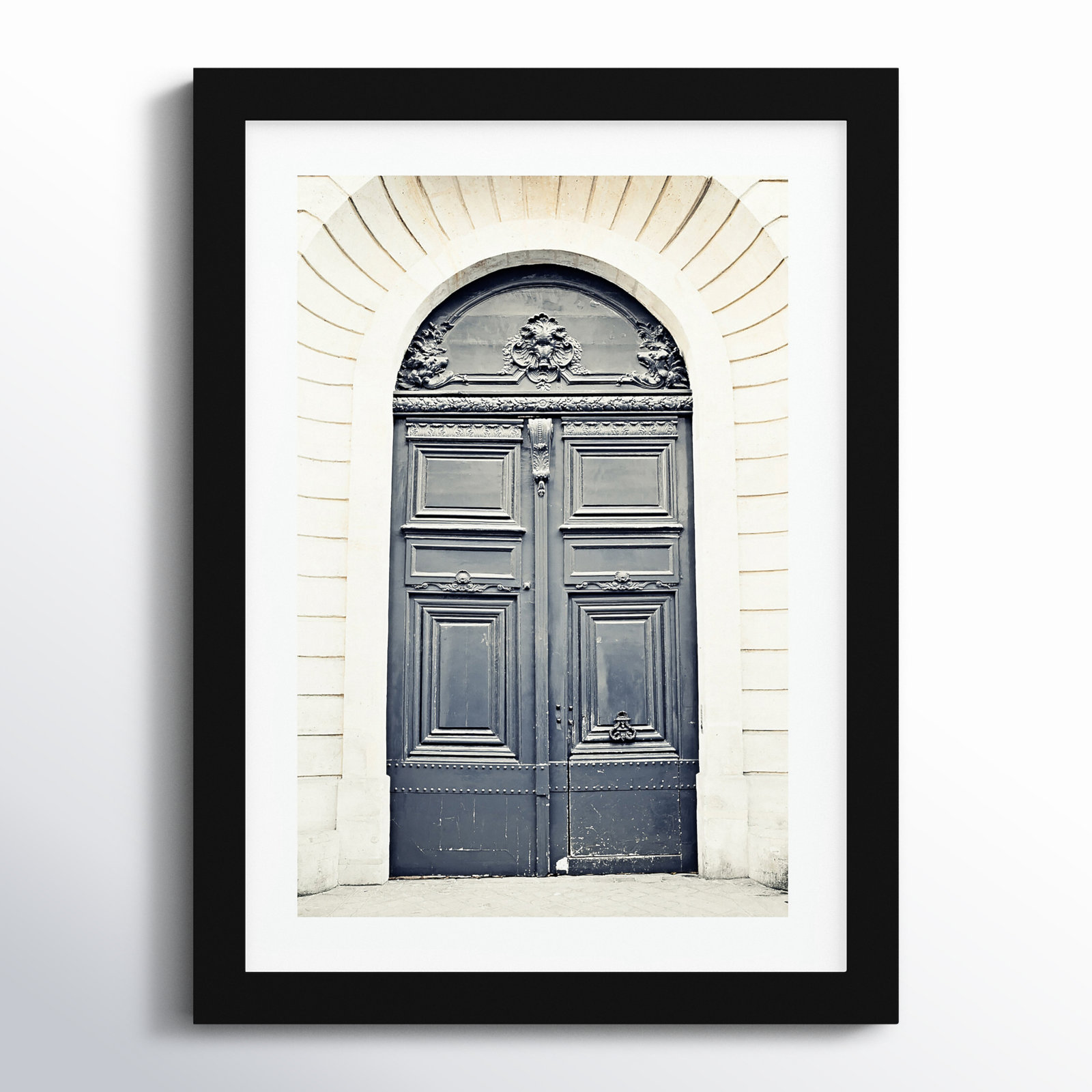 Black Paris Door Photo Print, 15" H x 11" W, Black