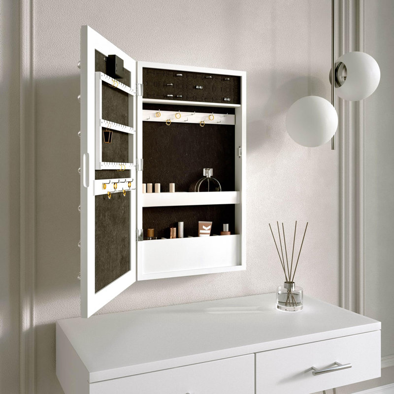 Beedeville Wall Jewelry Armoire, White