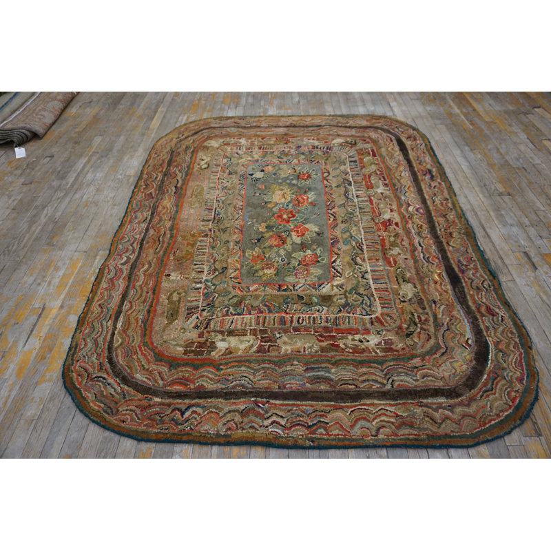 Antique American Hooked Hallway Runner Wool &amp; Cotton Multicolor Rug
