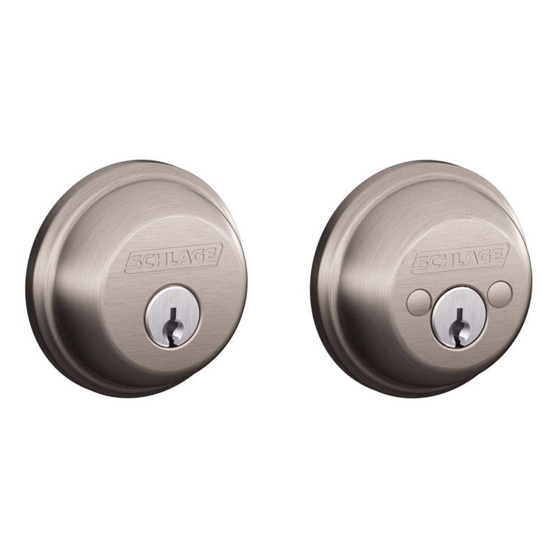 Schlage Double Cylinder Deadbolt, Satin Nickel, Yes