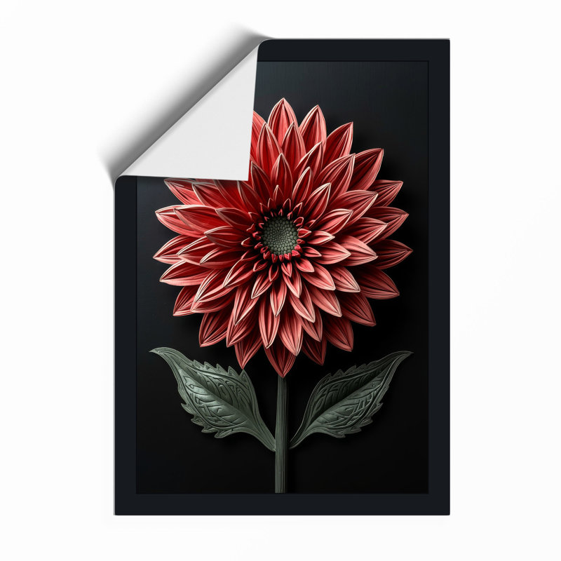 Crimson Dahlia Study Botanical - Print, Unframed, A3 - 42.0 x 29.7 cm