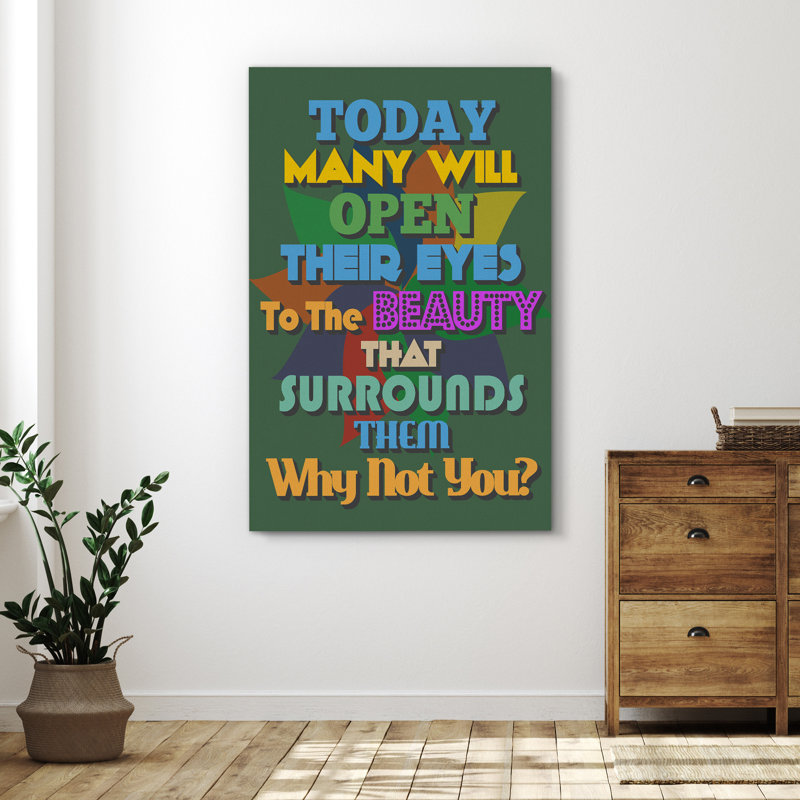 Inspirational Textual Word " Today Many Will Open Their Eyes To The Beauty That Surrounds Them. Why Not You? "