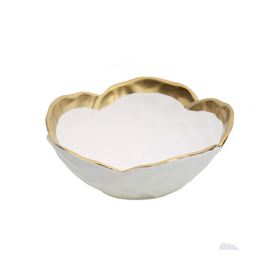 Bol décoratif en porcelaine or / blanc