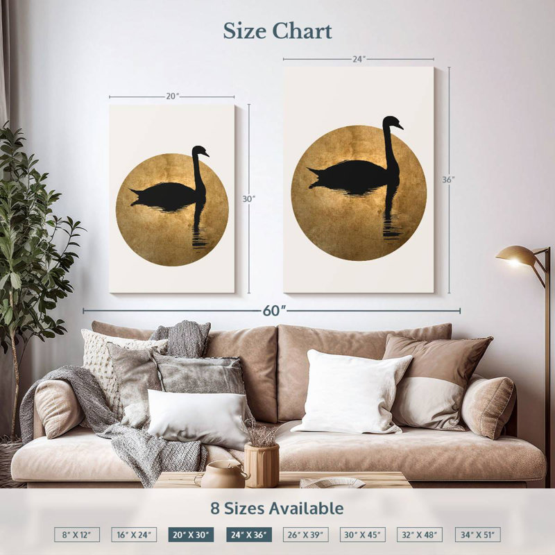 Brampt The Swan Gold, 36" H x 24" W