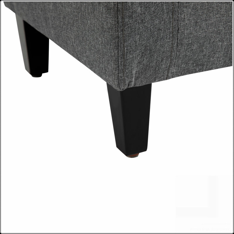 Banc de rangement rembourré en lin avec dessus relevable et boutons capitonnés pour le salon HOMcom