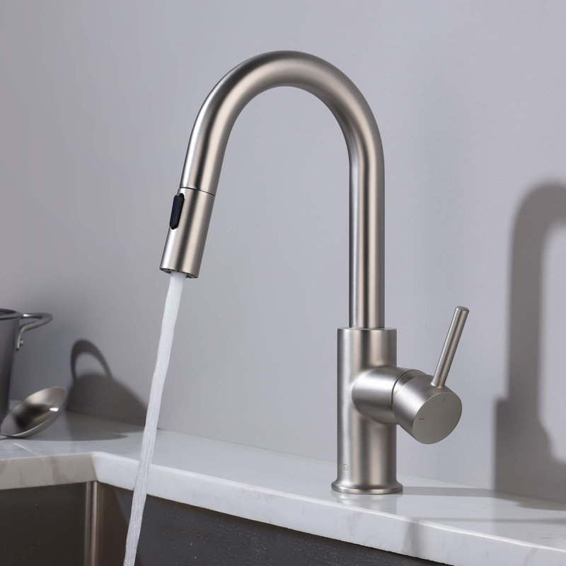 Luxe Pull Down Single Handle Kitchen Faucet, Brush Nickel