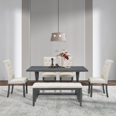 Bey 6 - Person Trestle Base Dining Set